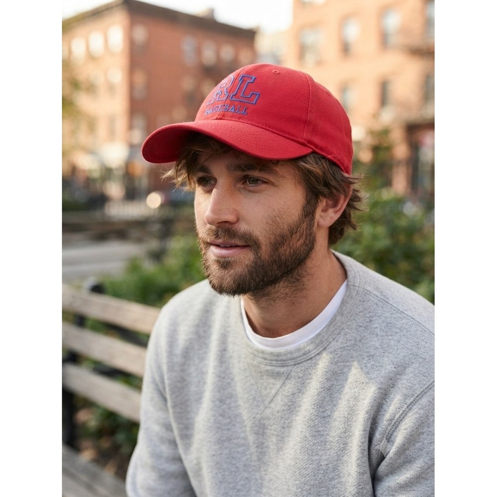 Otto Men's OS Ralf Lauren Baseball Cap Red Blue Embroidered Logo 100% Cotton USA